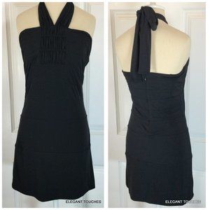 BCBGeneration Black Stretch Knit Bodycon Halter Dress Ruched Short length SMALL